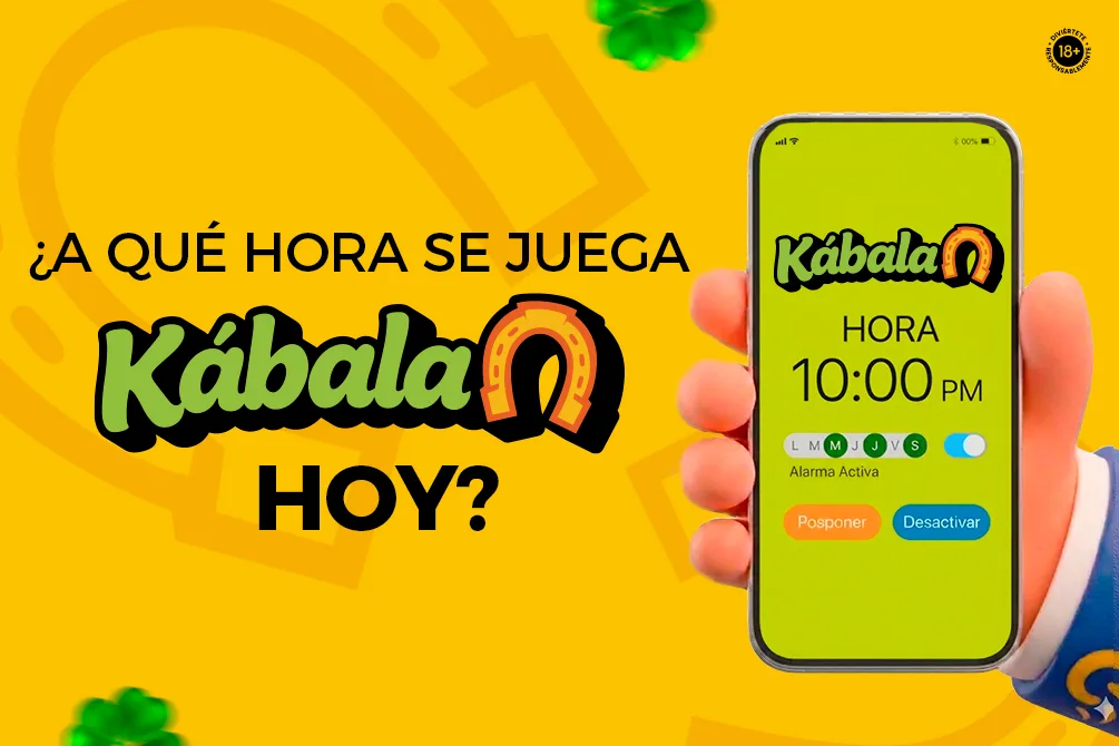 Portada del blog que pregunta a qué hora se juega Kábala, con un teléfono que muestra un aviso de horario de sorteo.