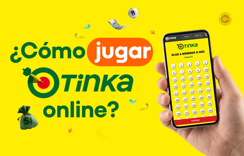 Portada del blog de La Tinka con la pregunta «¿Cómo jugar Tinka online?» junto a una mano sosteniendo un teléfono con la cartilla de números abierta.
